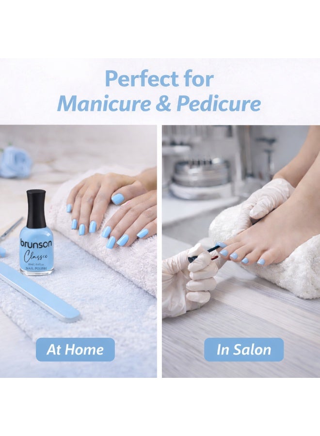 Brunson Classic Nail Polish 18ml Fast Dry Nail Lacquer Nail Harderner Normal Polish Glossy Gel Effect Quick Air Dry Long-Lasting Natural Nail Enamel Salon Quality Manicure Pedicure Regular Polish - Image 5